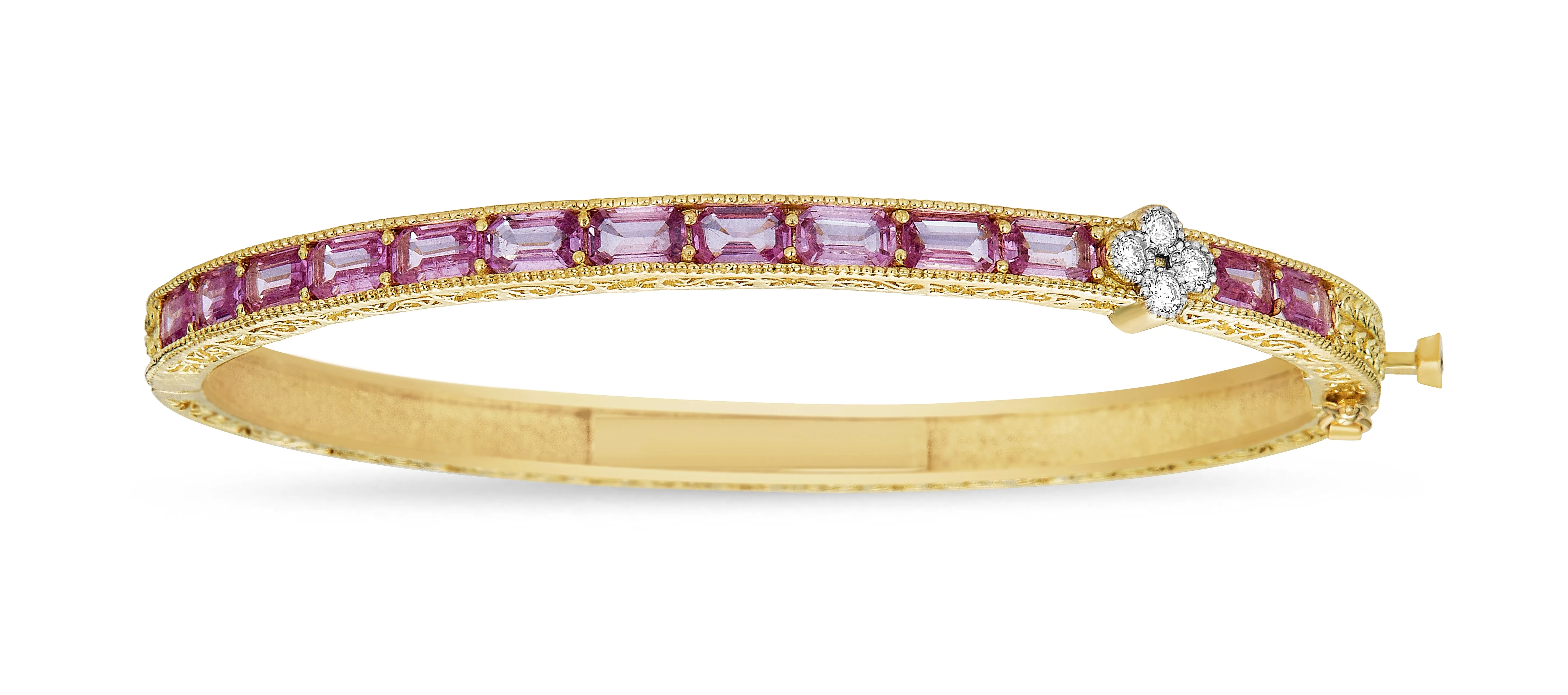 1 Cluster Pink Sapphire & Diamond Bangle