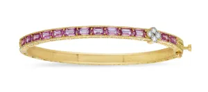 1 Cluster Pink Sapphire & Diamond Bangle