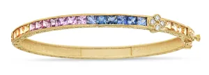 1 Cluster Rainbow Sapphire & Diamond Bangle