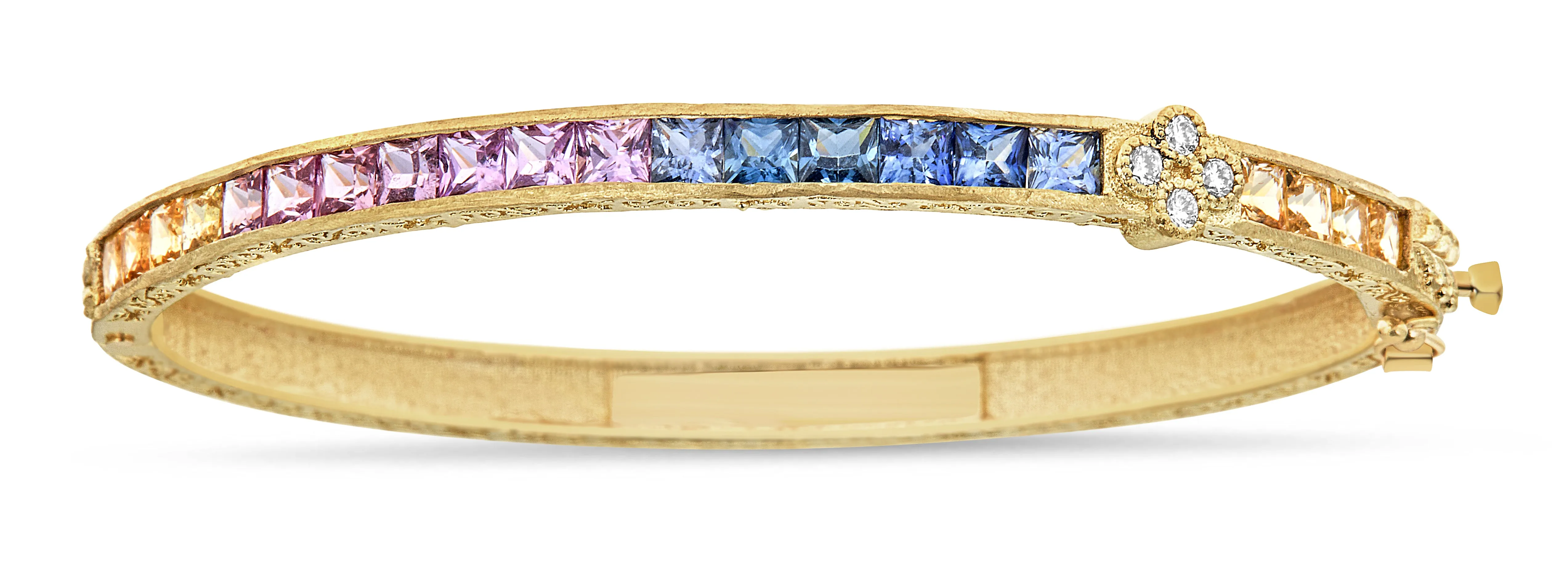 1 Cluster Rainbow Sapphire & Diamond Bangle