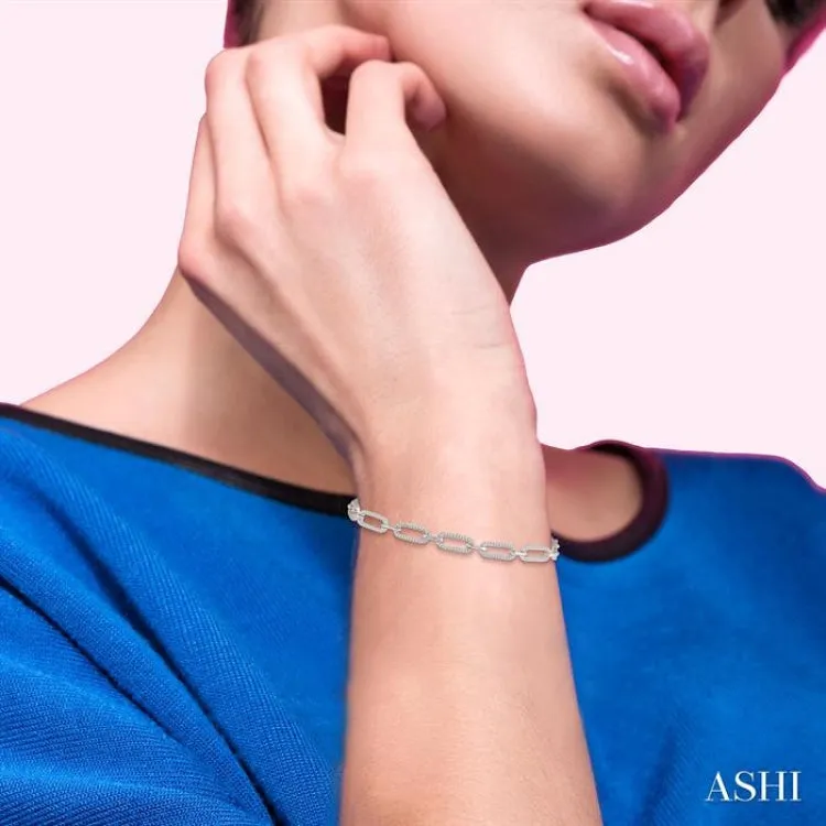 1 ctw Round Cut Diamond Paperclip Bracelet in 14K White Gold