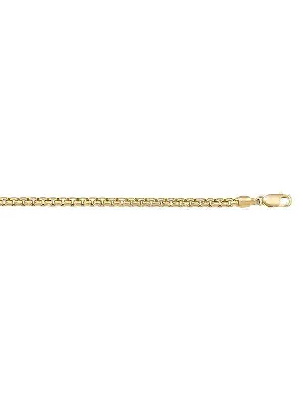 10k, 14k Yellow Gold Hollow Box 2.5 mm Italian Bracelet