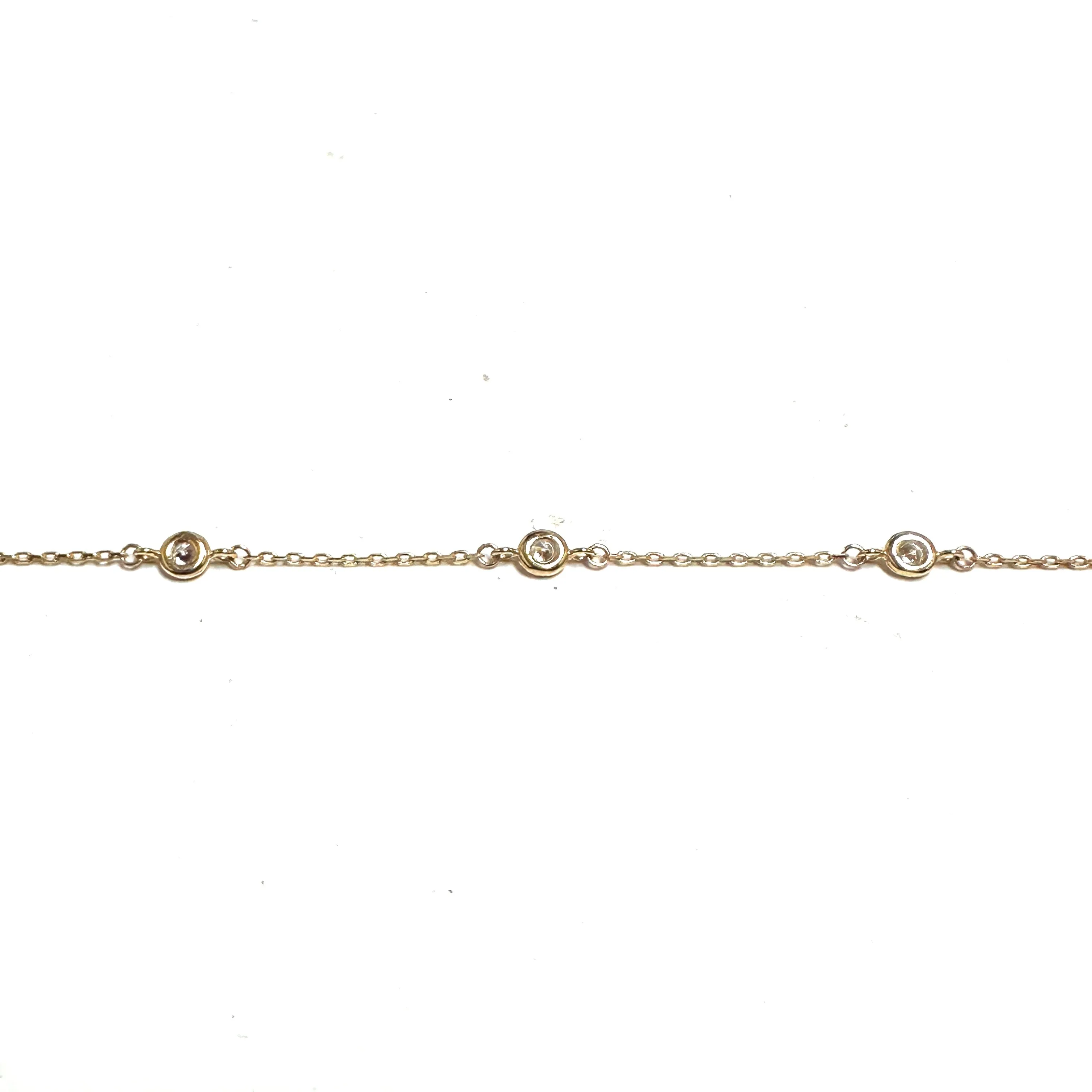 10K (White, Yellow) Bezel Set Cubic Zirconia Station Bracelet