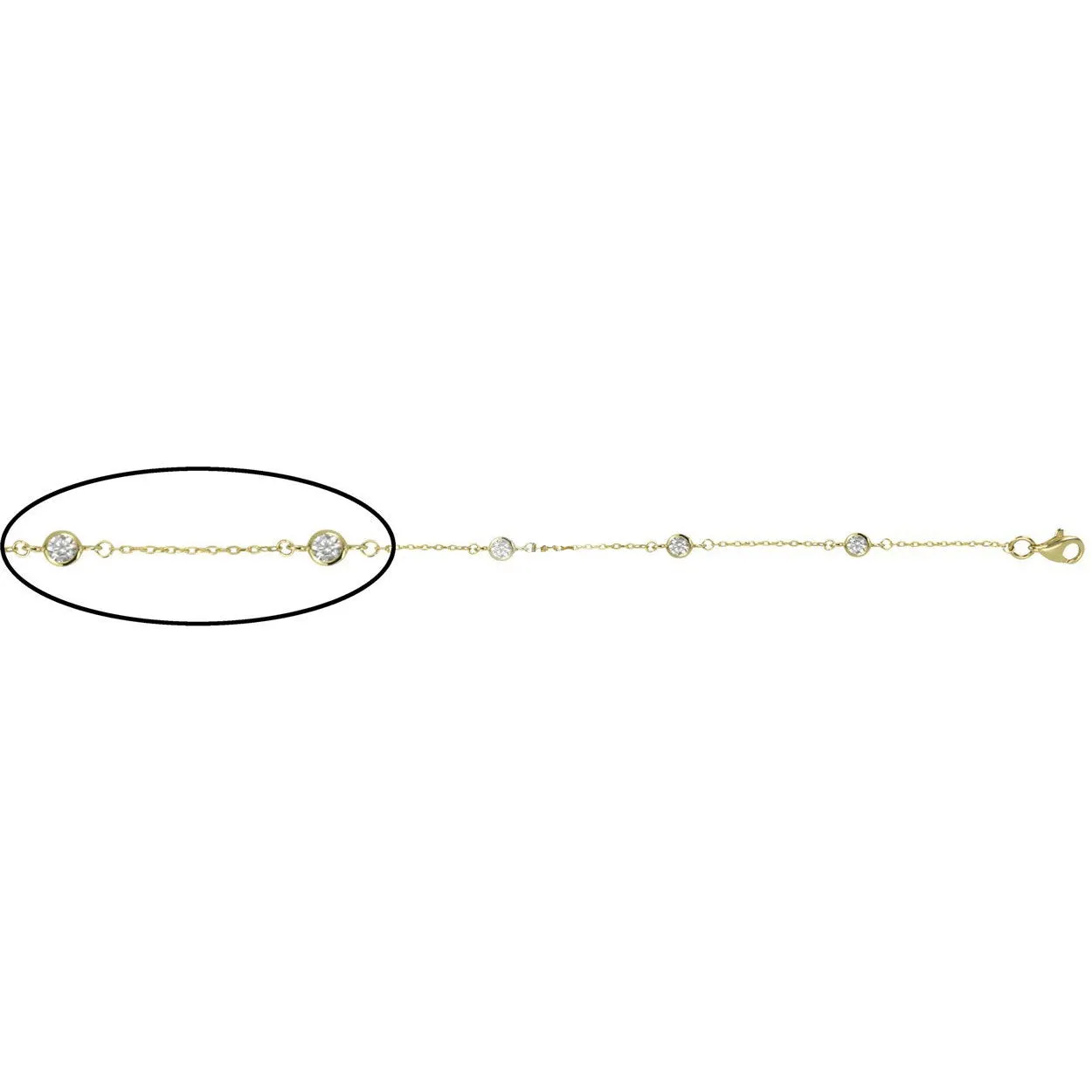 10K (White, Yellow) Bezel Set Cubic Zirconia Station Bracelet