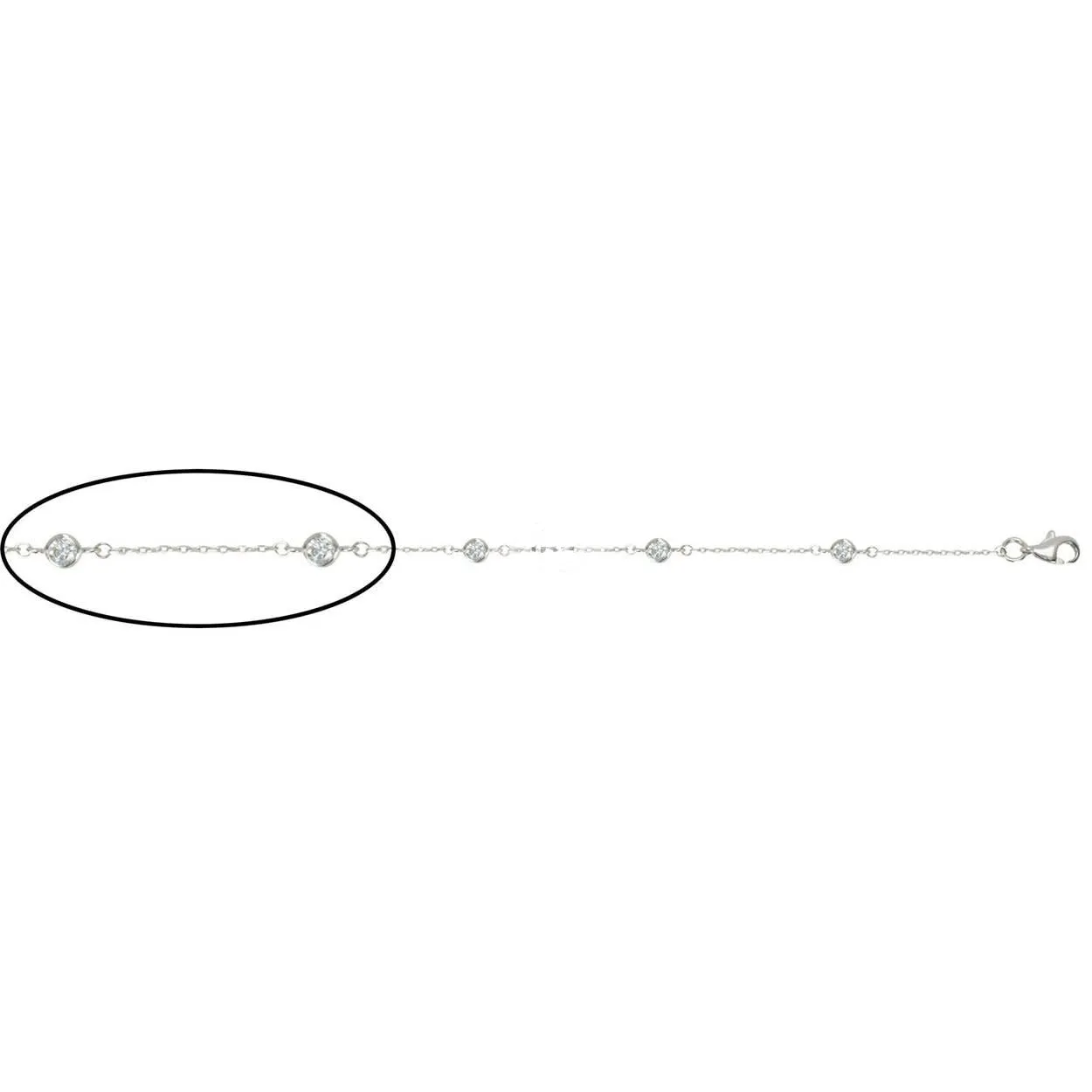 10K (White, Yellow) Bezel Set Cubic Zirconia Station Bracelet