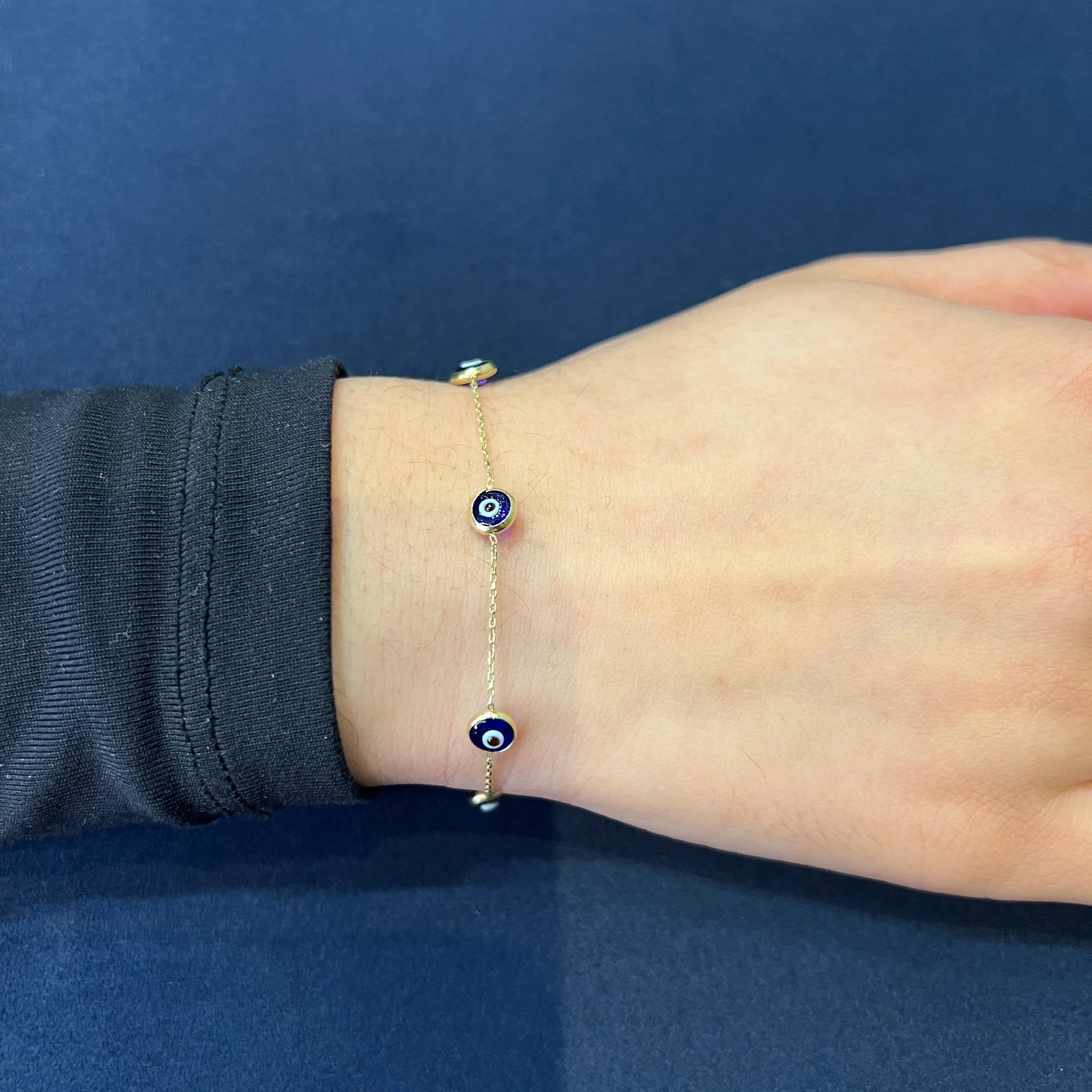 10K Yellow Gold (6mm) Evil Eye Bracelet