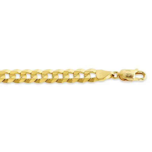 10K Yellow Gold (7mm) Mens Curb Bracelet 8.25"