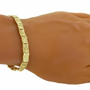 10k Yellow Gold Solid Nugget Bracelet 7 - 7.5" 7mm 13.4 grams