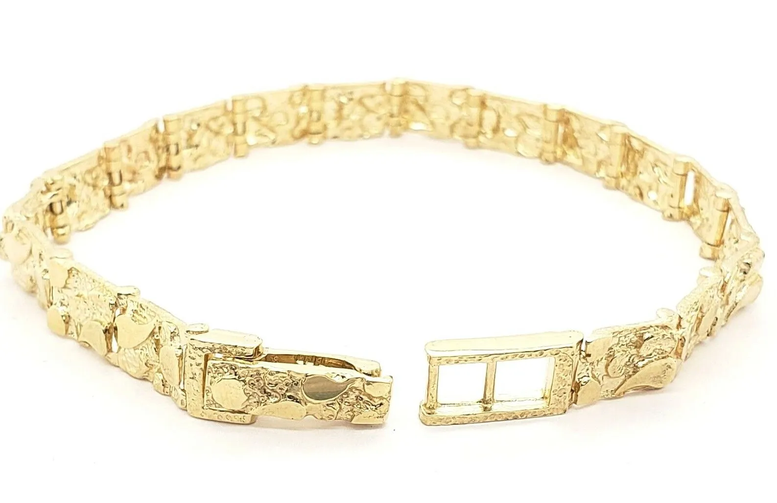 10k Yellow Gold Solid Nugget Bracelet 7 - 7.5" 7mm 13.4 grams