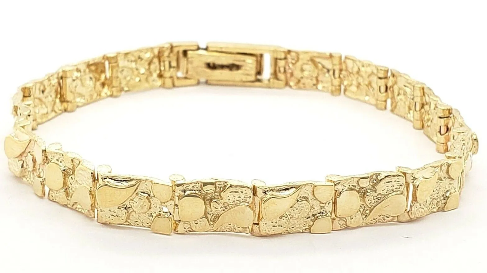 10k Yellow Gold Solid Nugget Bracelet 7 - 7.5" 7mm 13.4 grams