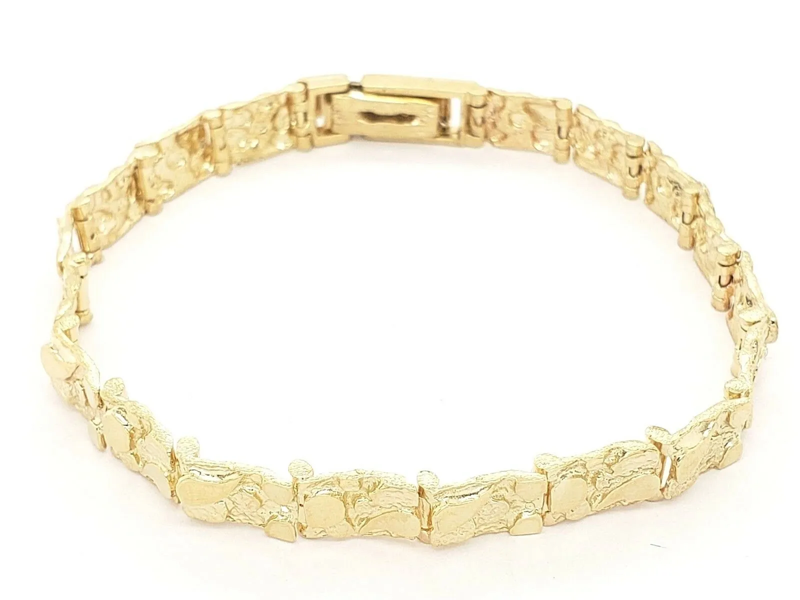 10k Yellow Gold Solid Nugget Bracelet 7 - 7.5" 7mm 13.4 grams