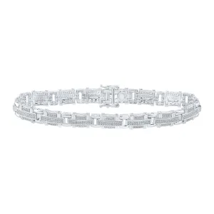 10kt White Gold Mens Round Diamond Link Bracelet 1-1/4 Cttw