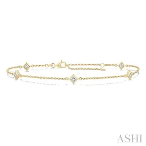 1/2 ctw Princess Cut Diamond Station Bracelet in 14K Yellow Gold