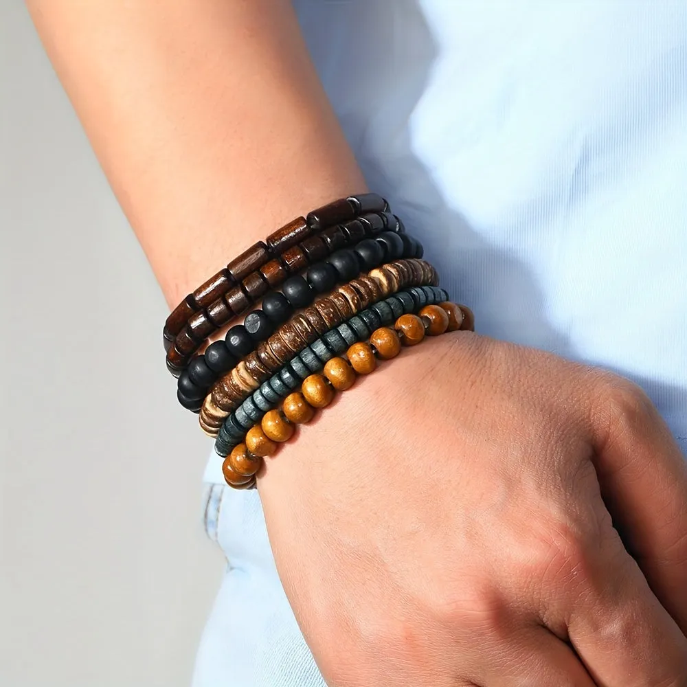 12pcs Men's PU Leather Bracelet Set Gift For Boyfriend