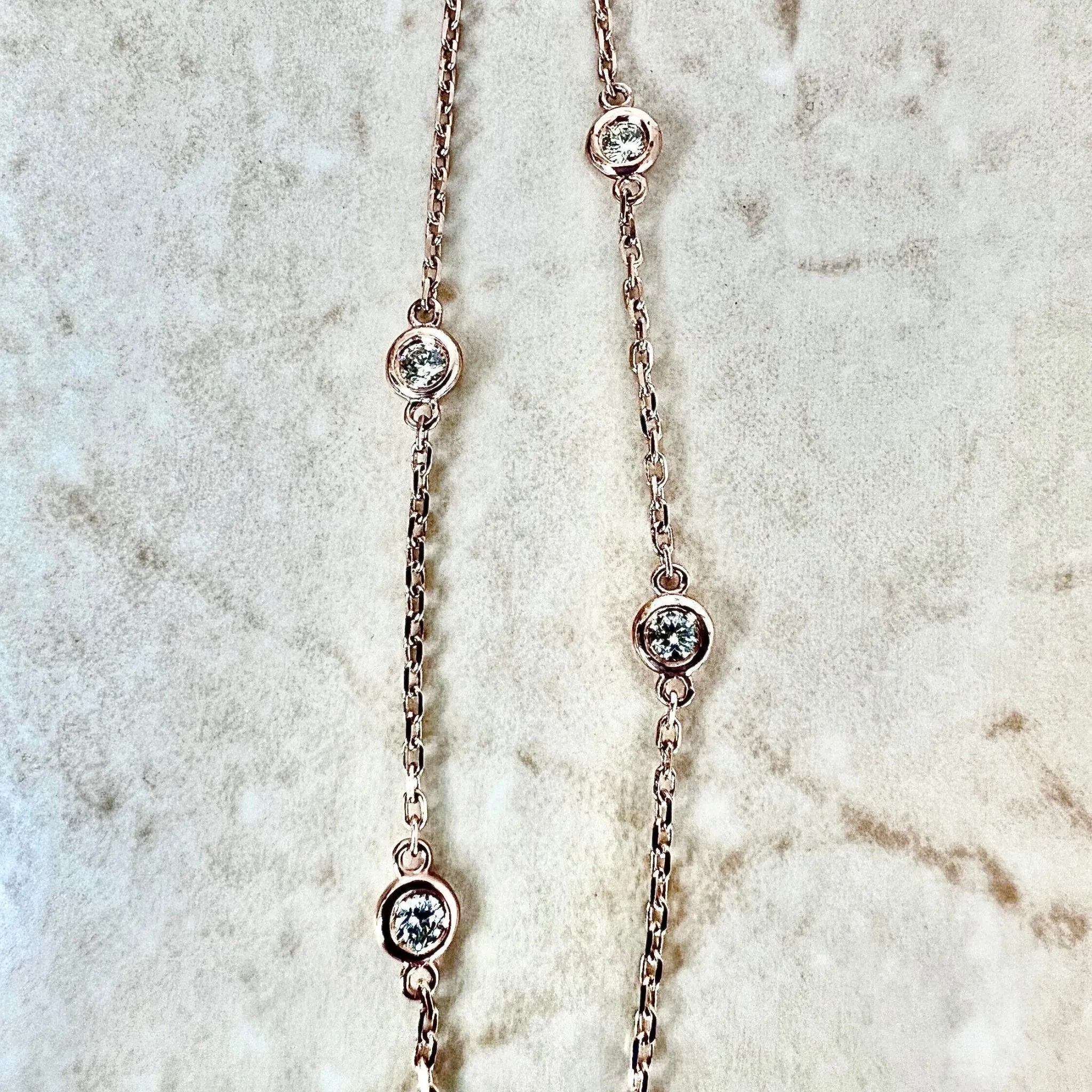 14 Karat Rose Gold 0.30 Carat Diamond By The Yard Bracelet