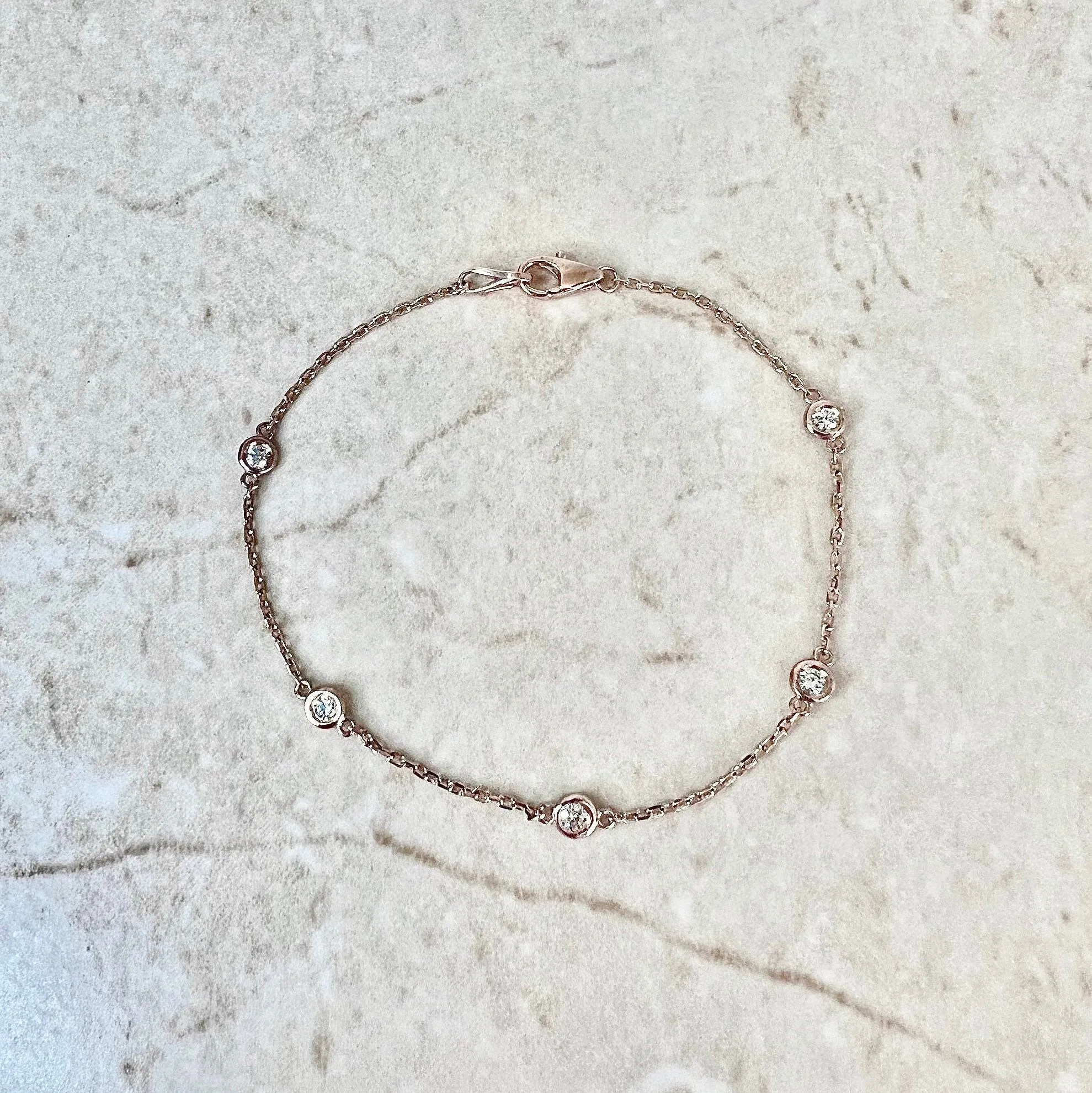 14 Karat Rose Gold 0.30 Carat Diamond By The Yard Bracelet