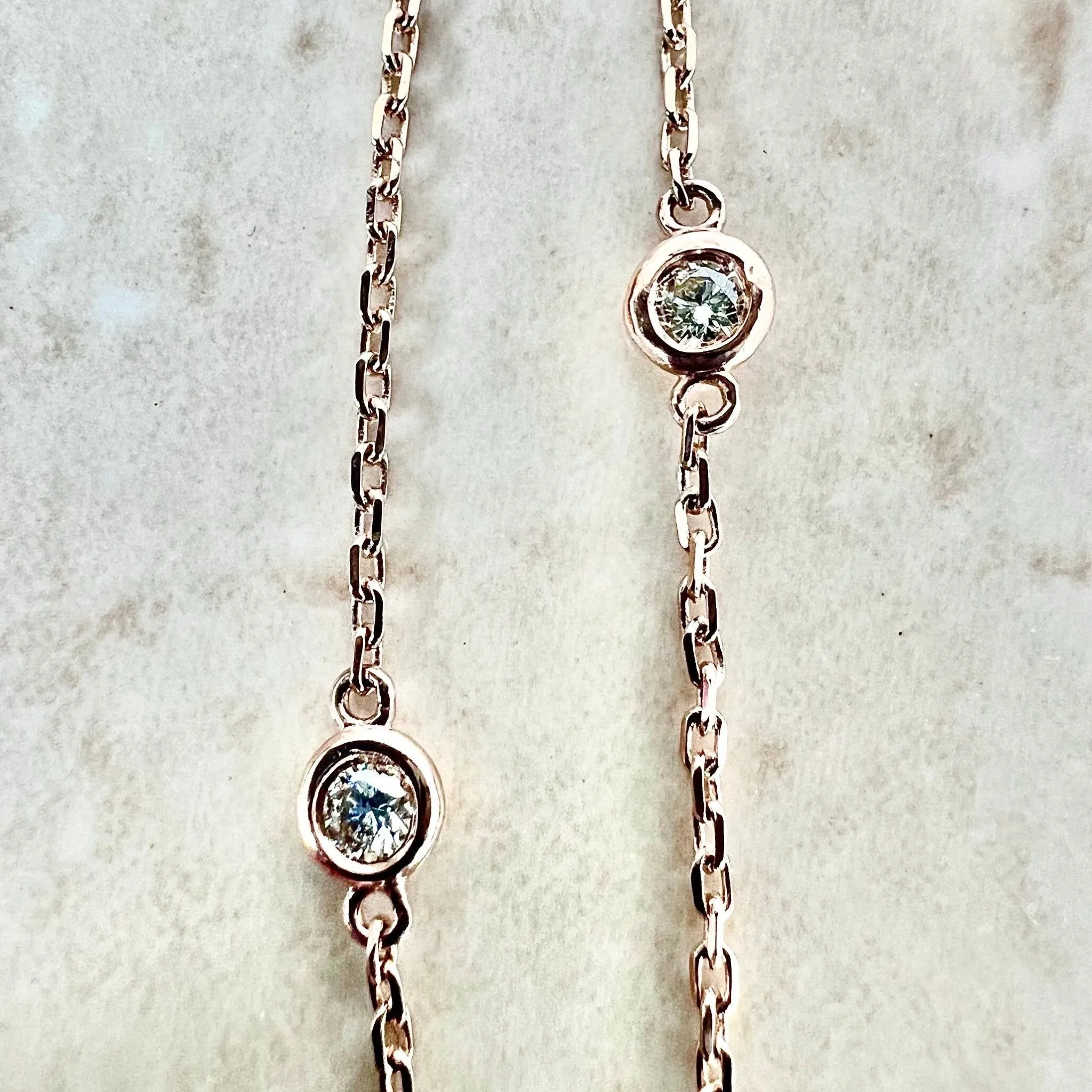 14 Karat Rose Gold 0.30 Carat Diamond By The Yard Bracelet