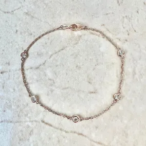 14 Karat Rose Gold 0.30 Carat Diamond By The Yard Bracelet