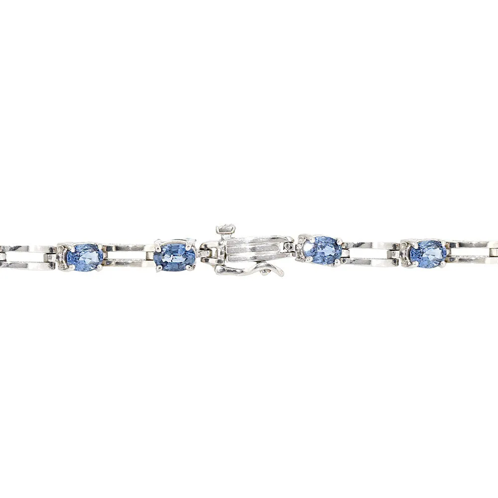 14 Karat White Gold Sapphire Tennis Bracelet