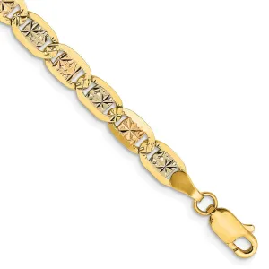 14K 7 inch 4.65mm Tri-color Pav� Valentino with Lobster Clasp Bracelet