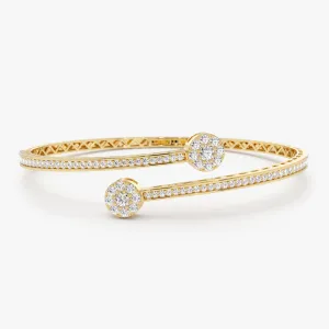 14k Gold Cross Over Diamond Bangle Bracelet