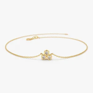14K Gold Triangle Trio Dainty Diamond Bracelet
