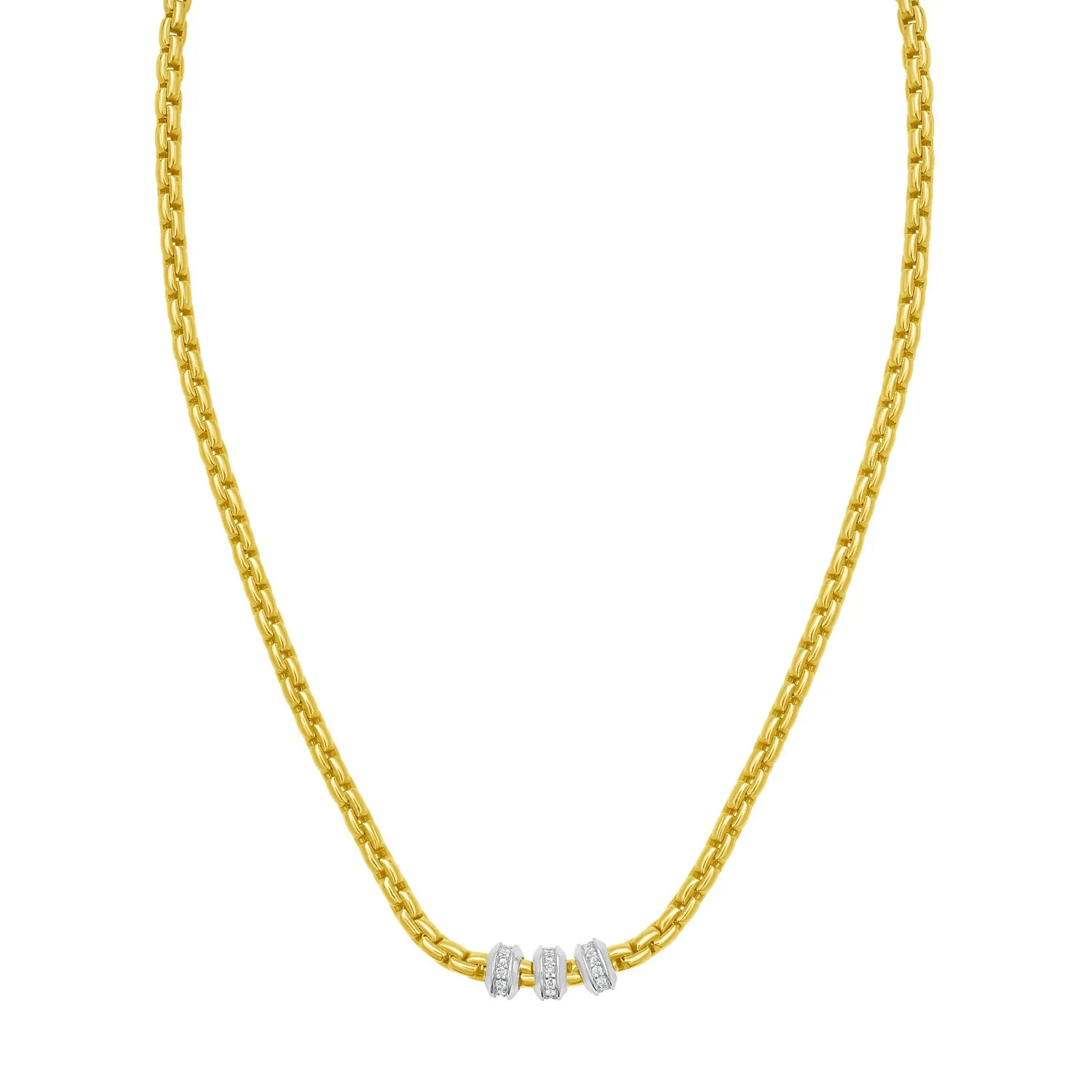 14K Triple Diamond Venetian Link Necklace