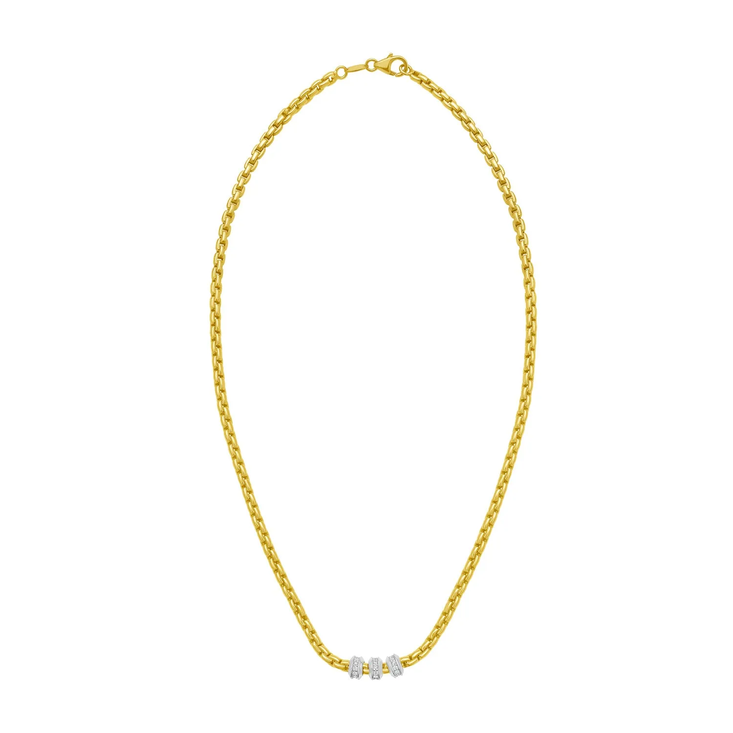 14K Triple Diamond Venetian Link Necklace