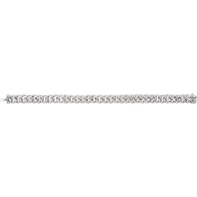14K White Gold 3/4 CTW Natural Diamond Curb 7" Bracelet