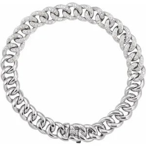 14K White Gold 3/4 CTW Natural Diamond Curb 7" Bracelet