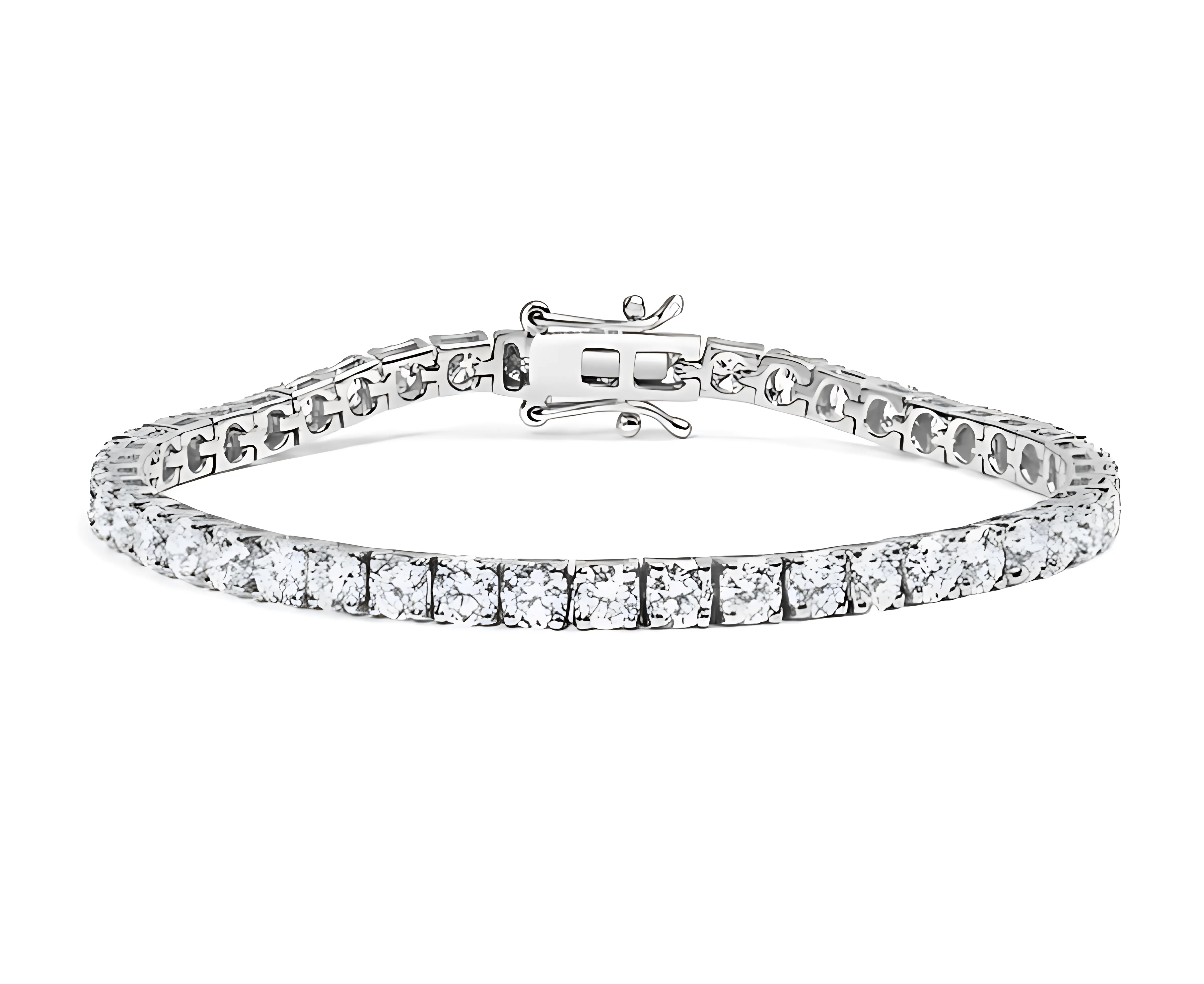 14K White Gold 4-Prong Set Lab Grown Round Diamond Classic Tennis Bracelet (F-G Color, VS1-VS2 Clarity) - 7.25 Inches