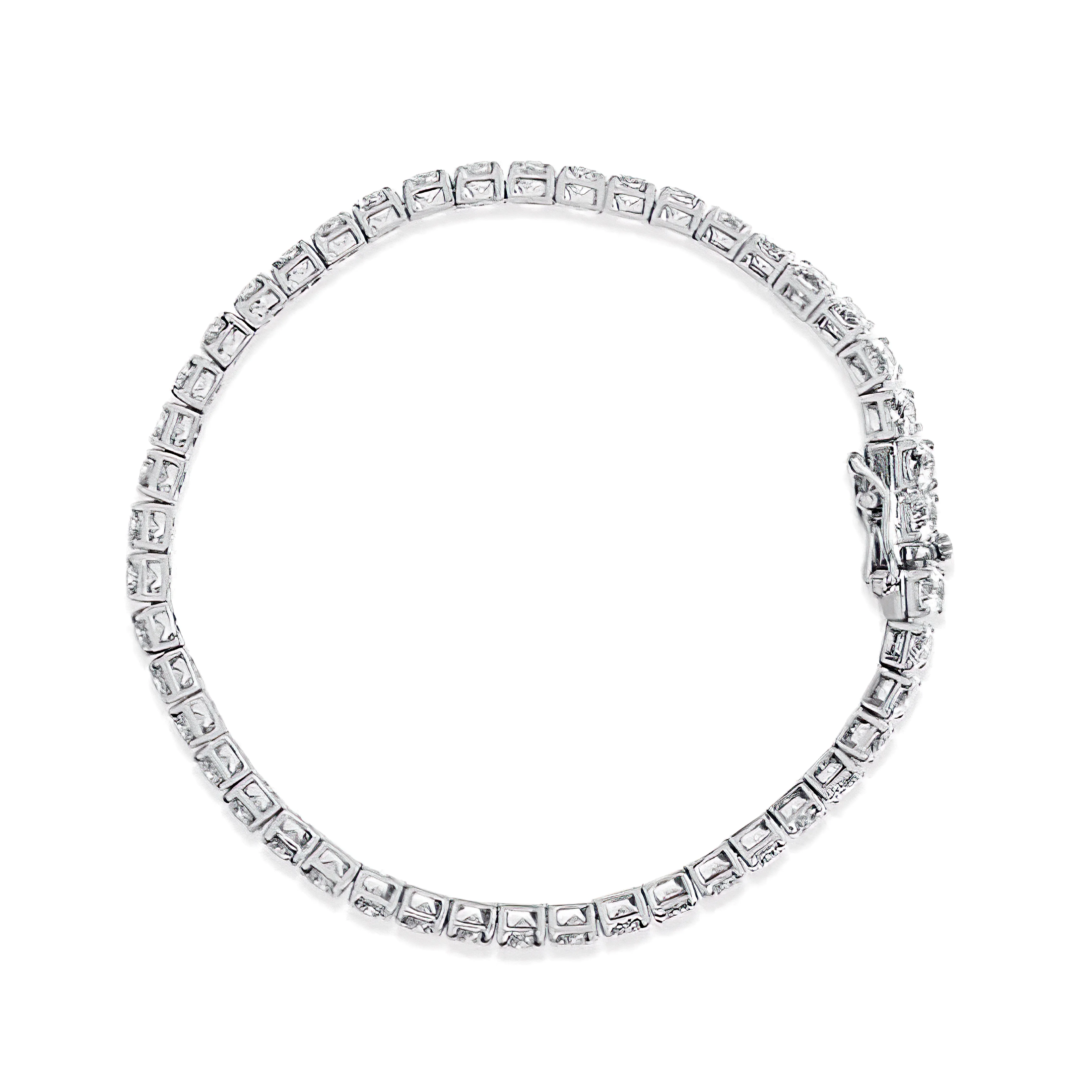 14K White Gold 4-Prong Set Lab Grown Round Diamond Classic Tennis Bracelet (F-G Color, VS1-VS2 Clarity) - 7.25 Inches