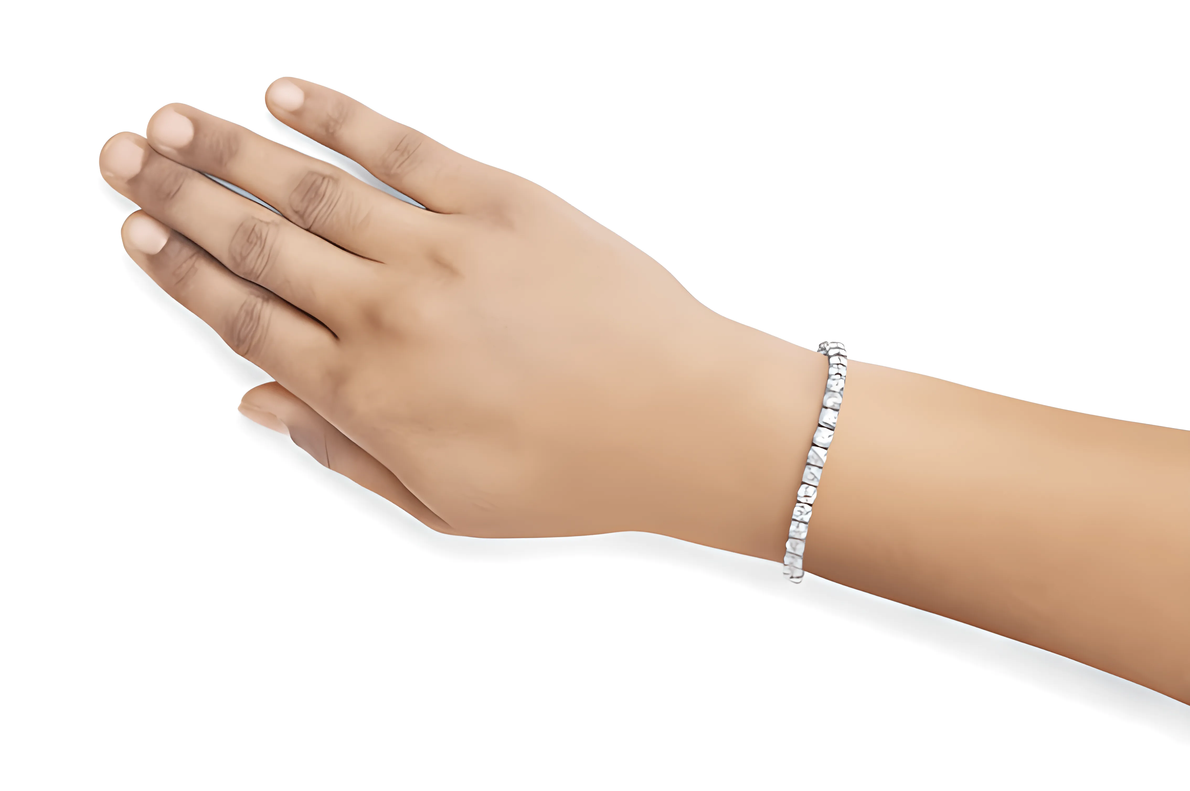 14K White Gold 4-Prong Set Lab Grown Round Diamond Classic Tennis Bracelet (F-G Color, VS1-VS2 Clarity) - 7.25 Inches