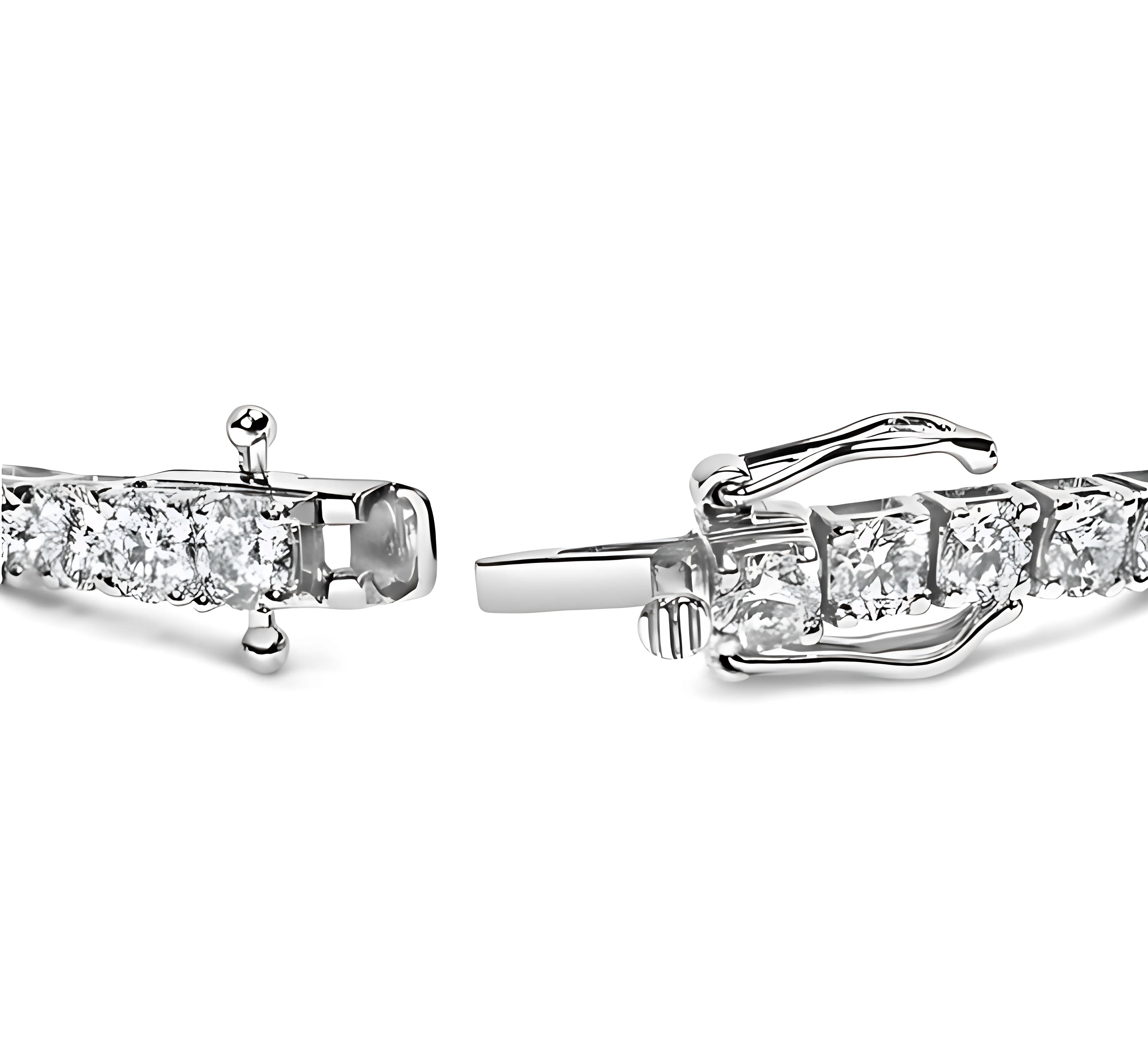 14K White Gold 4-Prong Set Lab Grown Round Diamond Classic Tennis Bracelet (F-G Color, VS1-VS2 Clarity) - 7.25 Inches