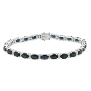 14K White Gold Sapphire and Diamond Tennis Bracelet