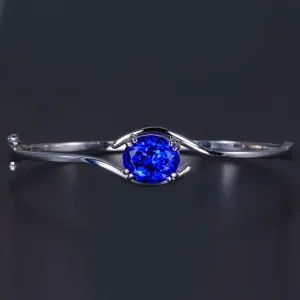 14K White Gold Tanzanite Bangle Bracelet 6.38 Carats