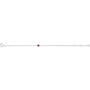 14K White Imitation Ruby Youth Birthstone 4 1/2-5 1/2" Bracelet