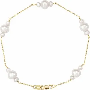 14K Yellow Freshwater Cultured Pearl 7.5" Bracelet