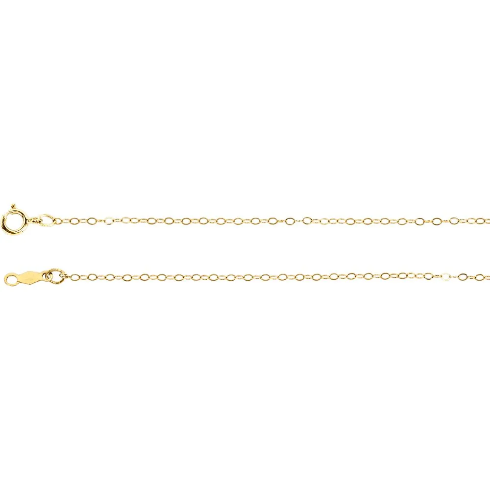 14k Yellow Gold 1mm Curb 7" Chain
