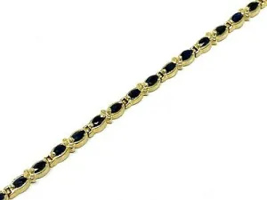 14k Yellow Gold Marquise Sapphire Tennis Bracelet 7" 3.7mm 9.5 grams
