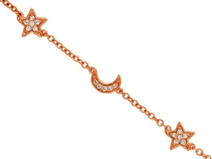 14K Yellow Gold Stars and Moon Diamond Bracelet