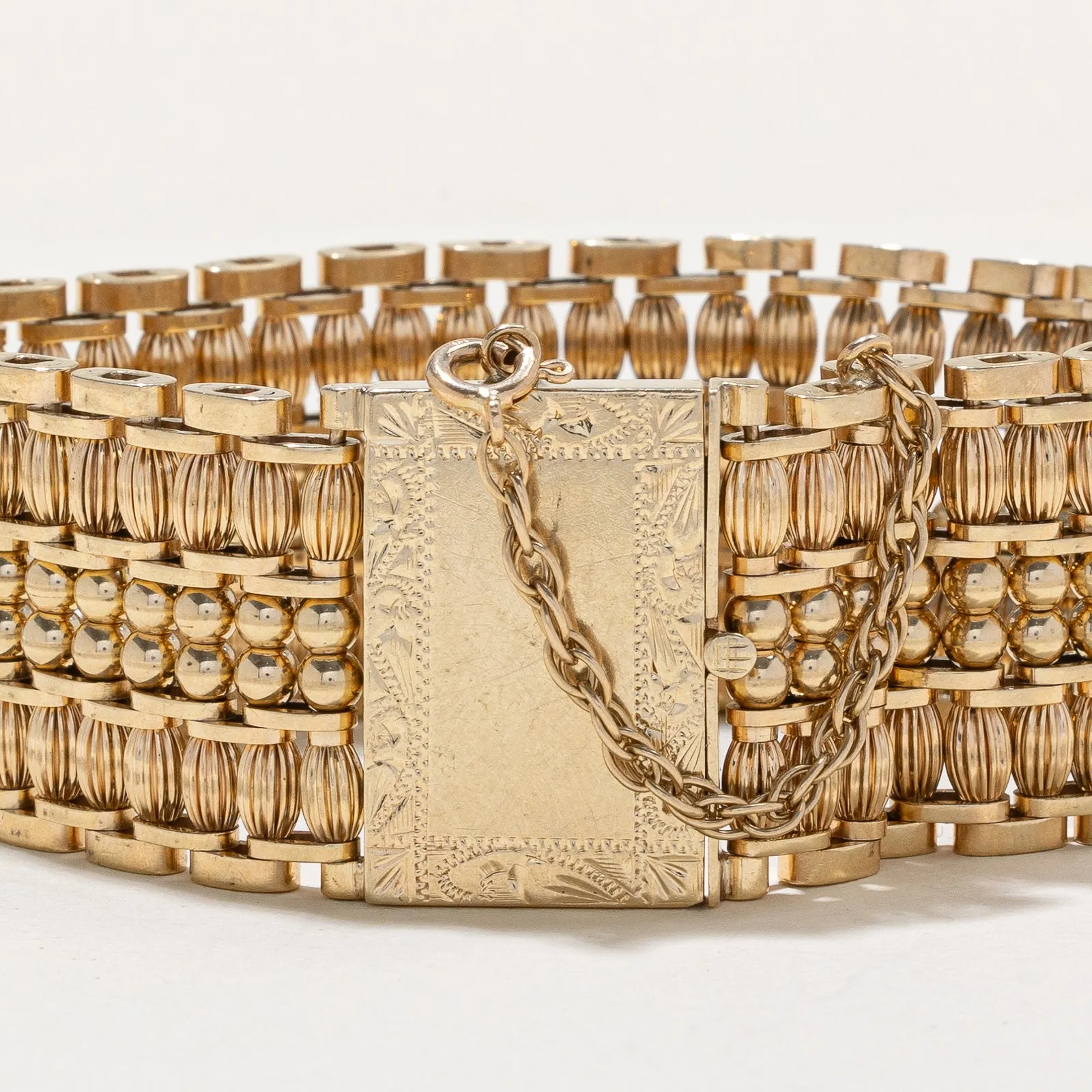 14K Yellow Ornate Beaded Bracelet | 25.07mm | 7"