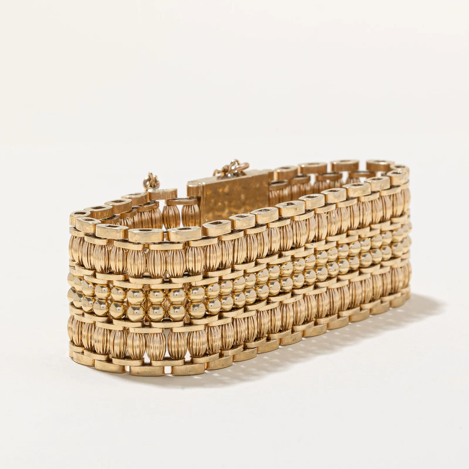 14K Yellow Ornate Beaded Bracelet | 25.07mm | 7"