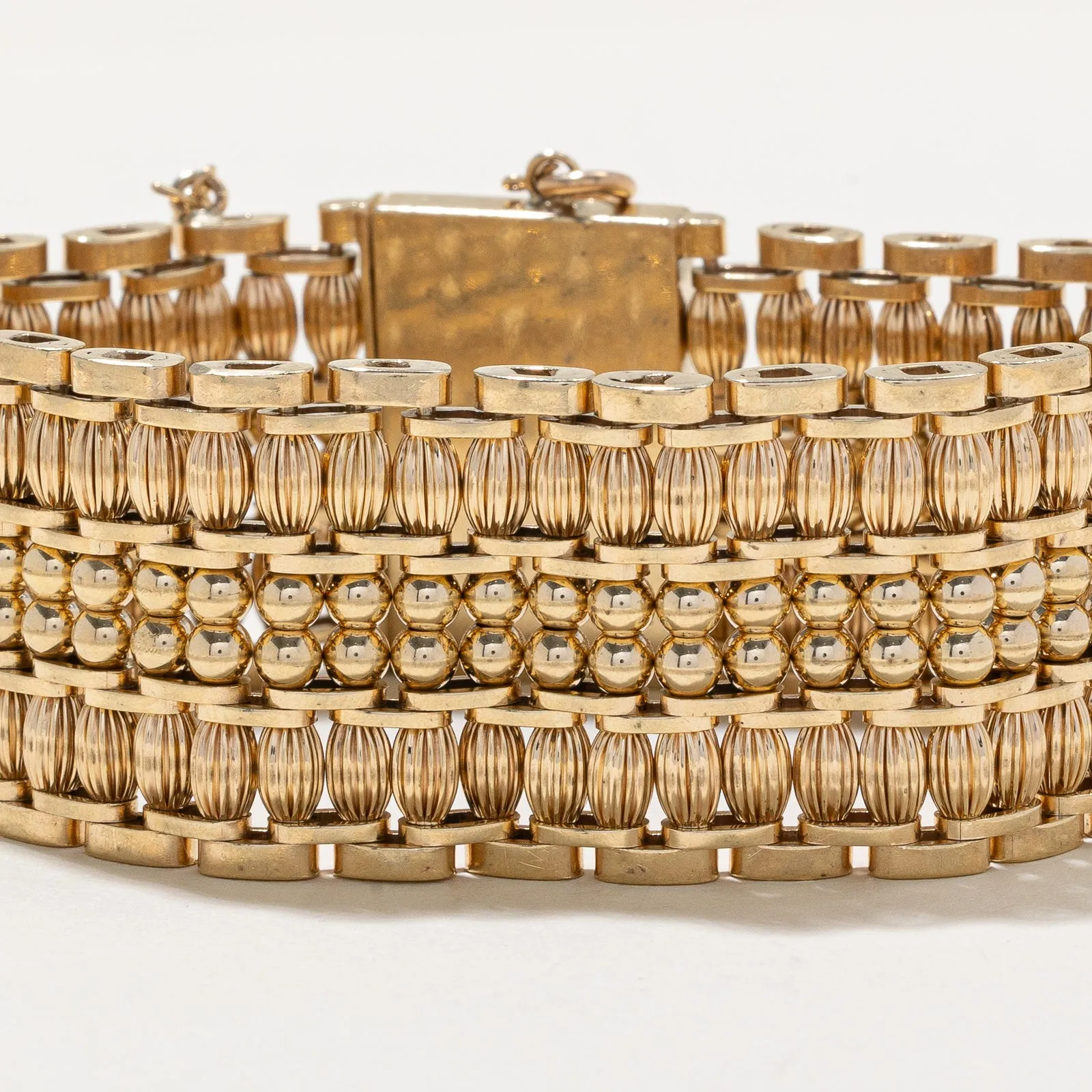 14K Yellow Ornate Beaded Bracelet | 25.07mm | 7"