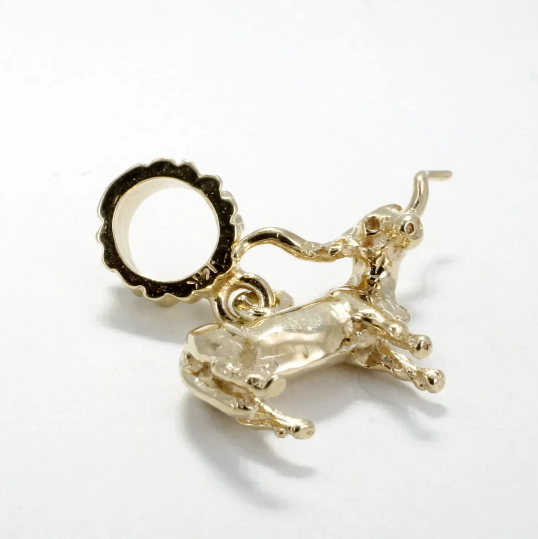 14kt Solid Yellow Gold Texas Longhorn Steer Modular Charm