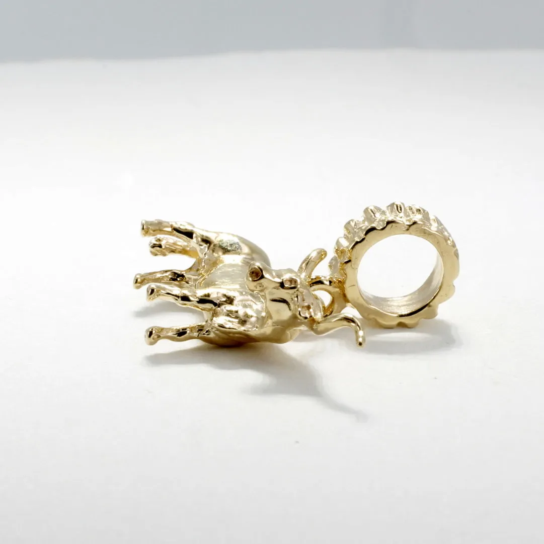 14kt Solid Yellow Gold Texas Longhorn Steer Modular Charm