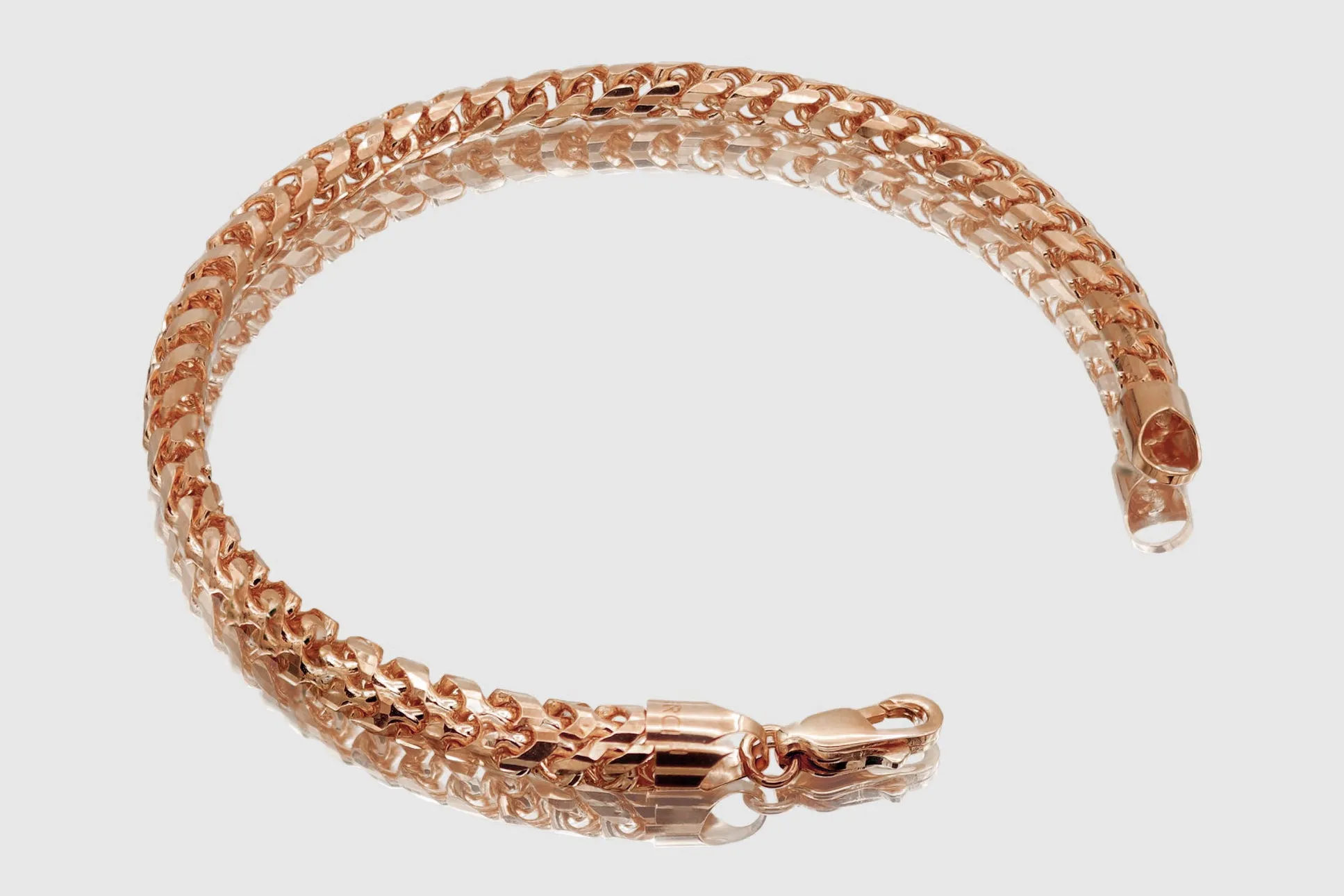 1.5mm - 6.5mm 14k Round Franco Diamond Cut Solid Rose Gold Bracelet