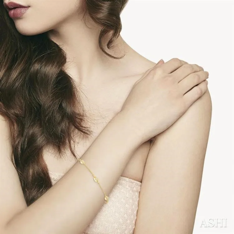 1/6 ctw Mariner Link Station Round Cut Diamond Bracelet in 14K Yellow Gold