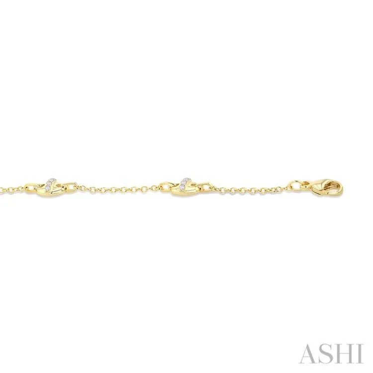 1/6 ctw Mariner Link Station Round Cut Diamond Bracelet in 14K Yellow Gold
