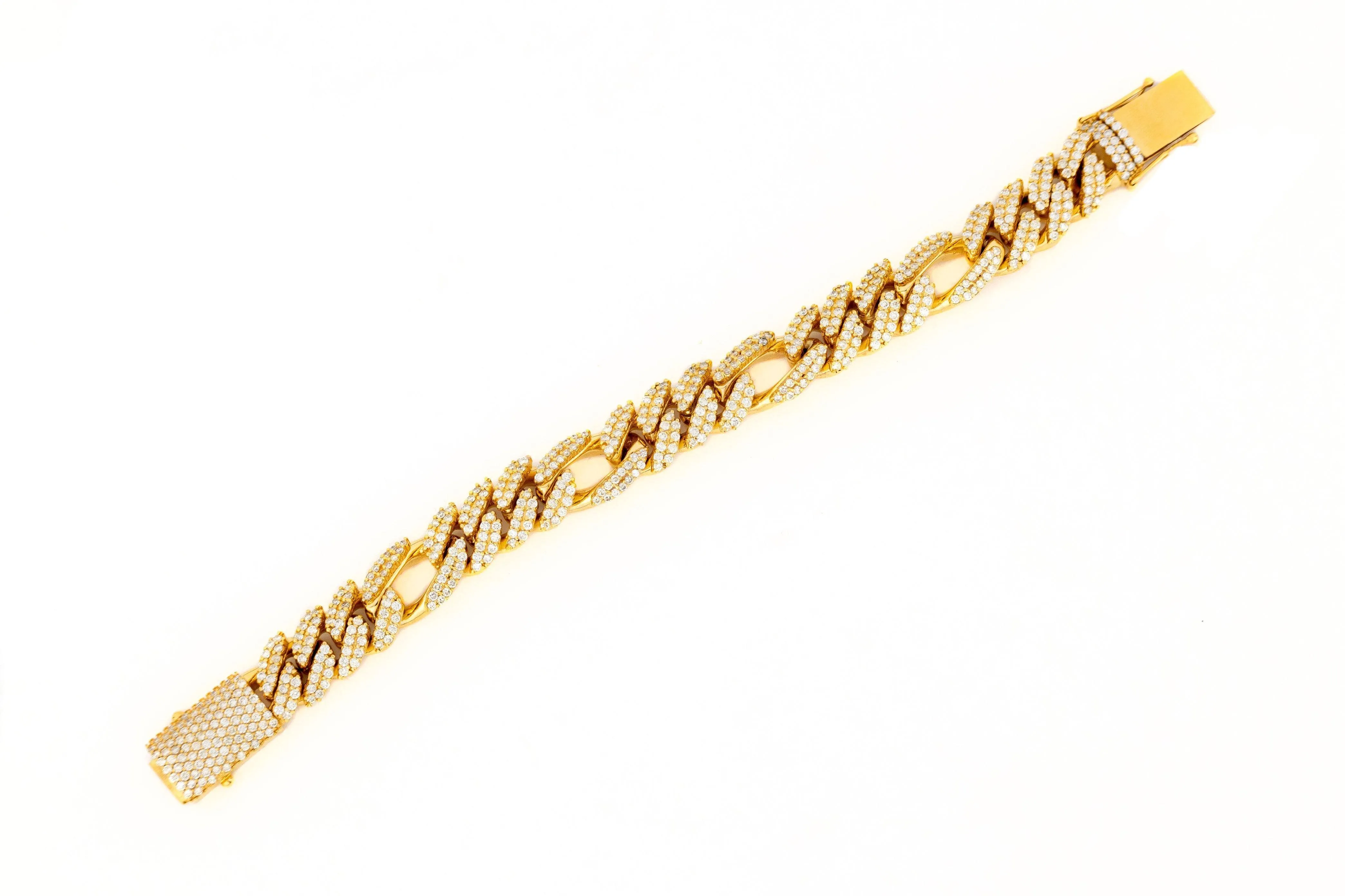16mm Yellow Gold Diamond Spaced Bracelet